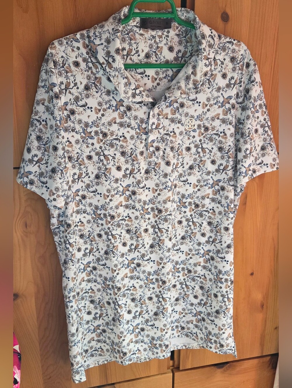 G/fore Men's White Patterned Golf Or Polo Shirt Size Small